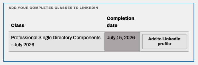 Screenshot of "Add to LinkedIn profile" button.